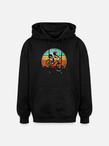 Retro Sunset MTB Rider - Oversized Unisex Hoodie - black