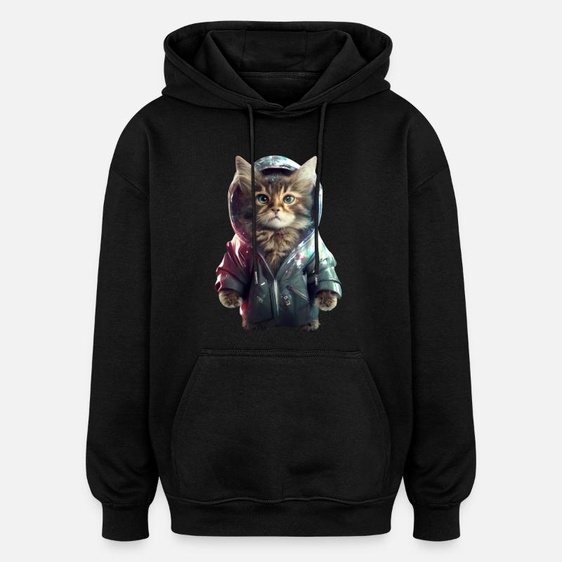 Weltraum Katze - Oversized Unisex Hoodie - Schwarz