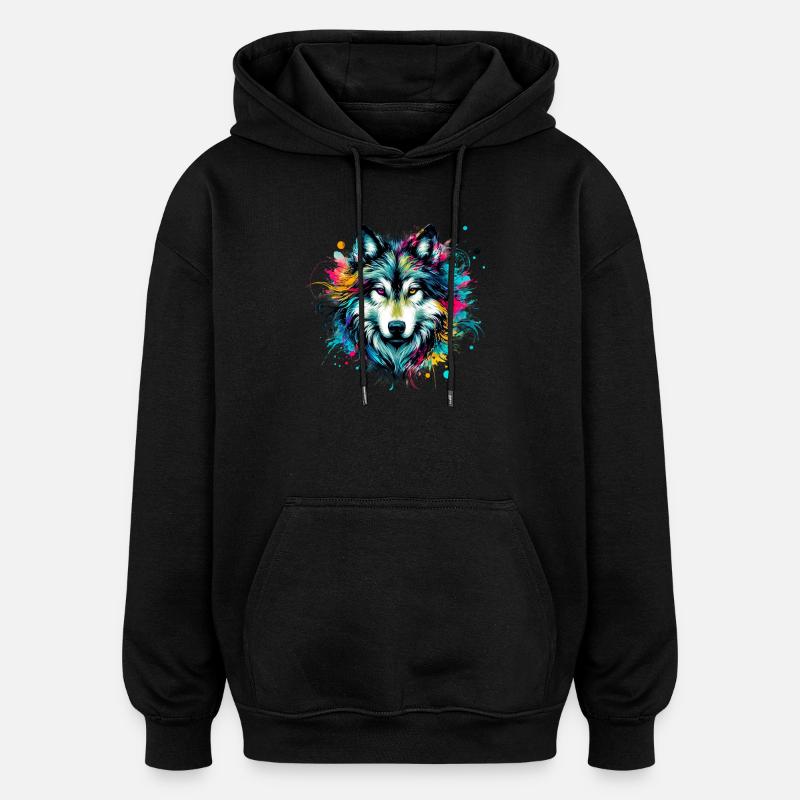 Loup - Sweat à capuche oversize unisexe - noir