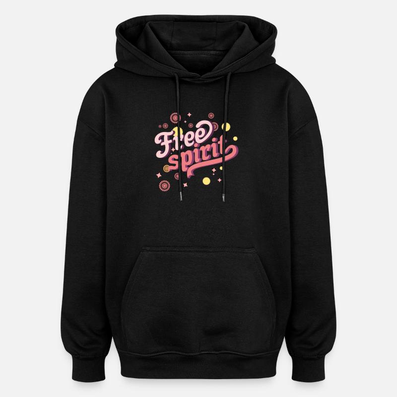 , , Freiheit, cooler Geist - Oversized Unisex Hoodie - Schwarz