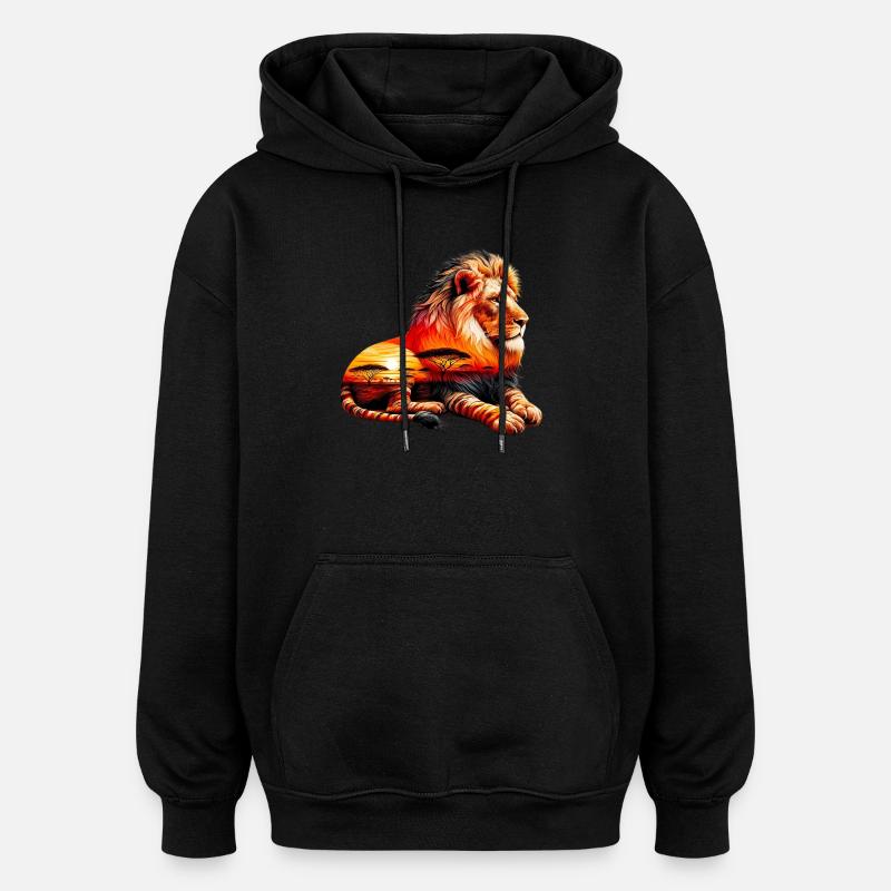 Lion - Sweat à capuche oversize unisexe - noir