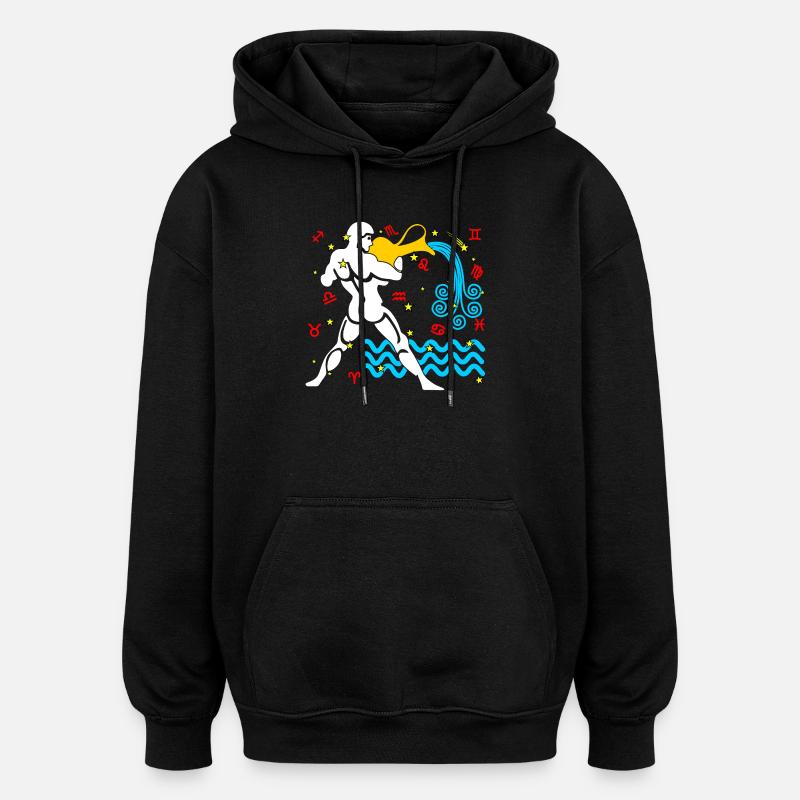 Aquarius-Farbe - Oversized Unisex Hoodie - Schwarz