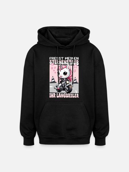 Unicorno in moto - Felpa con cappuccio unisex oversize - nero