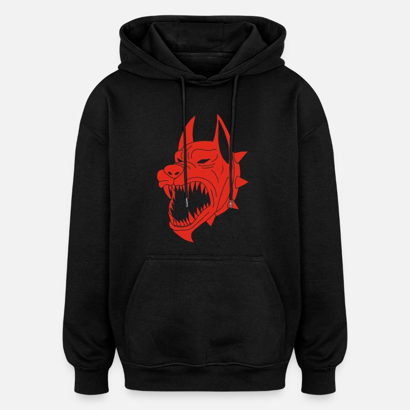 Chien rouge des enfers - Sweat à capuche oversize unisexe - noir