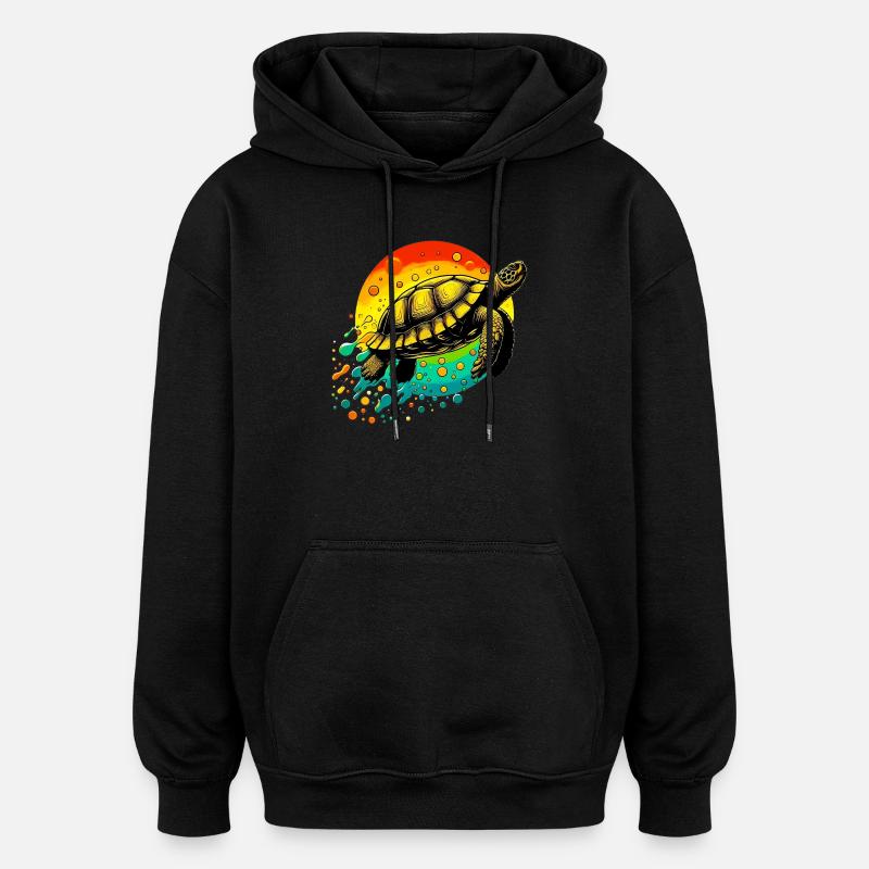 Tortue - Sweat à capuche oversize unisexe - noir