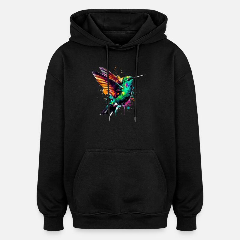 Hummingbird - Oversized Unisex Hoodie - black