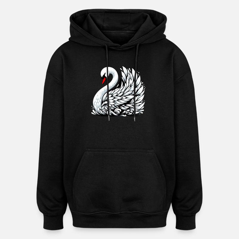 Schwan - Oversized Unisex Hoodie - Schwarz