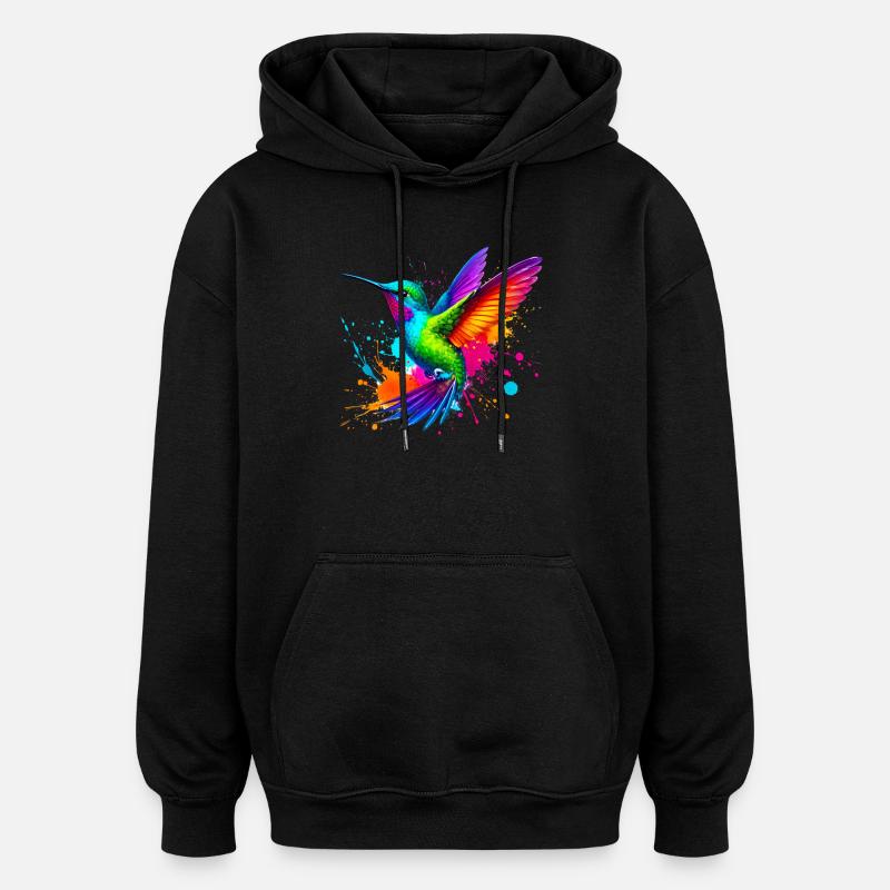 Kolibri - Oversized Unisex Hoodie - Schwarz