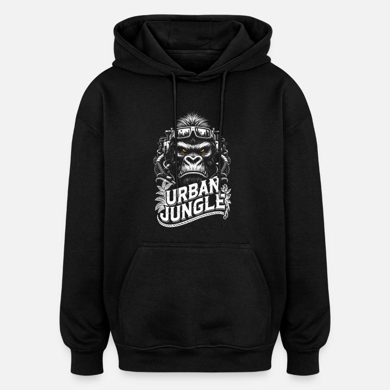 Urban Jungle Logo - Sweat à capuche oversize unisexe - noir