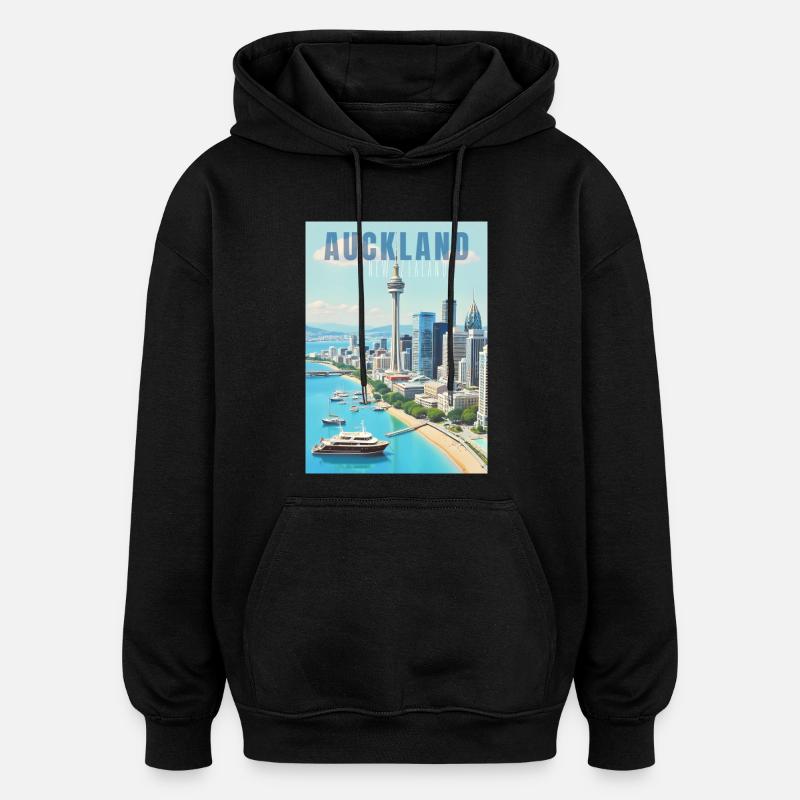 Horizon d’Auckland - Sweat à capuche oversize unisexe - noir