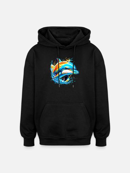Dolphin - Oversized Unisex Hoodie - black