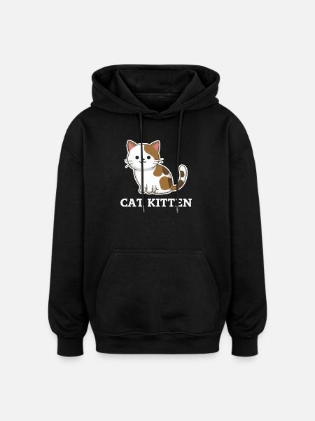 Adorable Cat Kitten - Oversized Unisex Hoodie - black