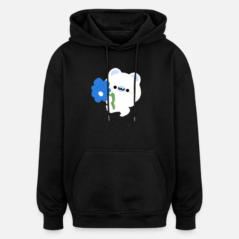 Romantischer Eisbär - Oversized Unisex Hoodie - Schwarz