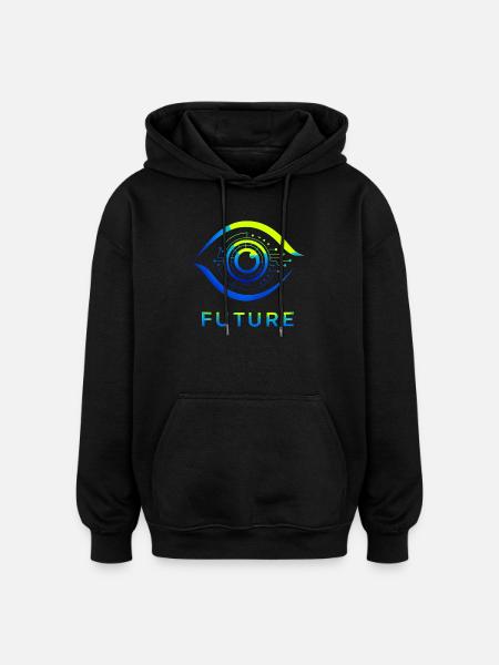 Futuristic Circle Technology Design - Oversized Unisex Hoodie - black