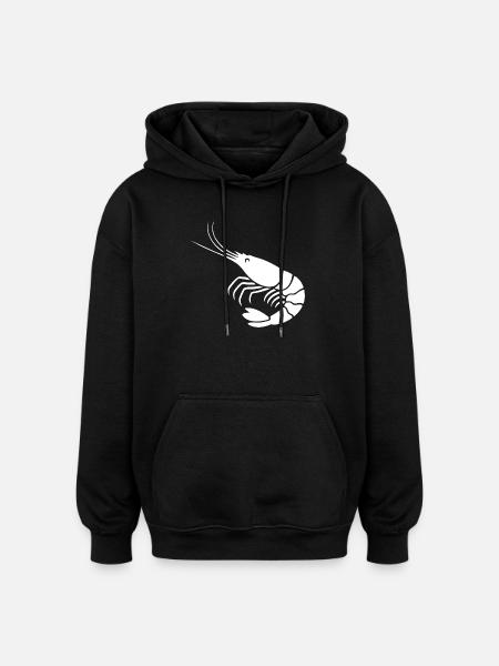 Elegante Schwarz-Weiß-Garnelen-Illustration - Oversized Unisex Hoodie - Schwarz