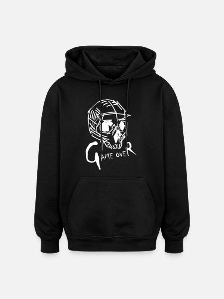Game Over en blanc - Sweat à capuche oversize unisexe - noir