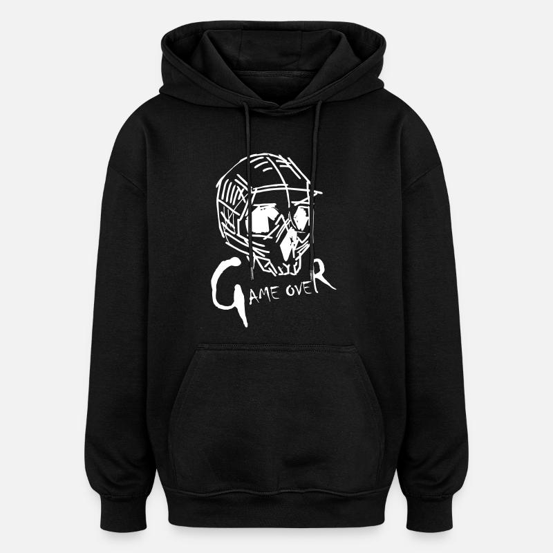Game Over en blanc - Sweat à capuche oversize unisexe - noir
