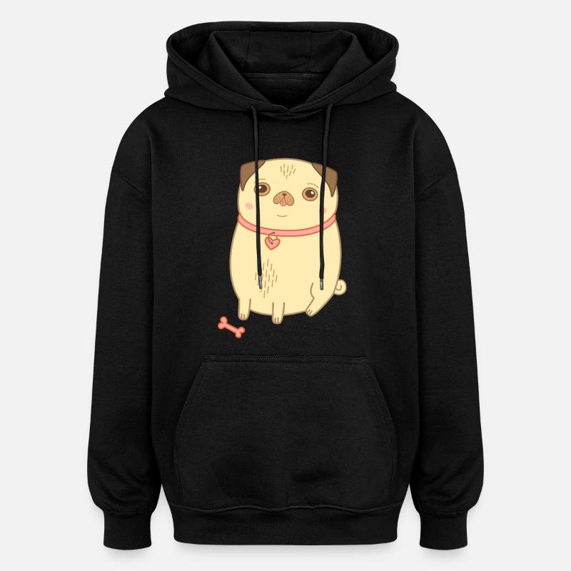 Mops beige süßer Hund Geschenk Mopsmama - Oversized Unisex Hoodie - Schwarz
