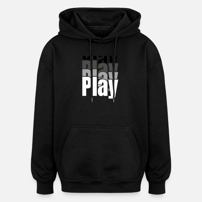 Overlapping Play Typography - Oversized Unisex Hoodie - black