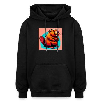 beaver - Oversized Unisex Hoodie - black - Front - Noah (186cm)