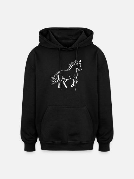 Pferde T-shirt Geschenk Reiter - Oversized Unisex Hoodie - Schwarz