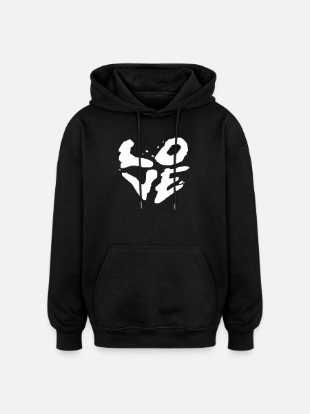 Love Statement Typography Illustration - Oversized Unisex Hoodie - black