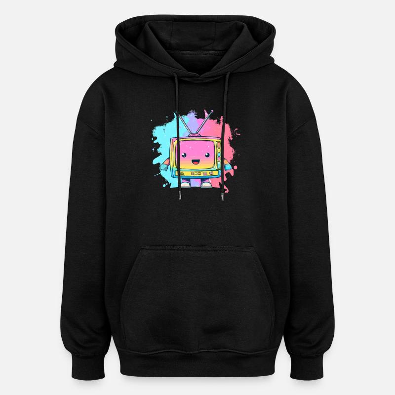 Pastel TV Kawaii Neon - Sweat à capuche oversize unisexe - noir