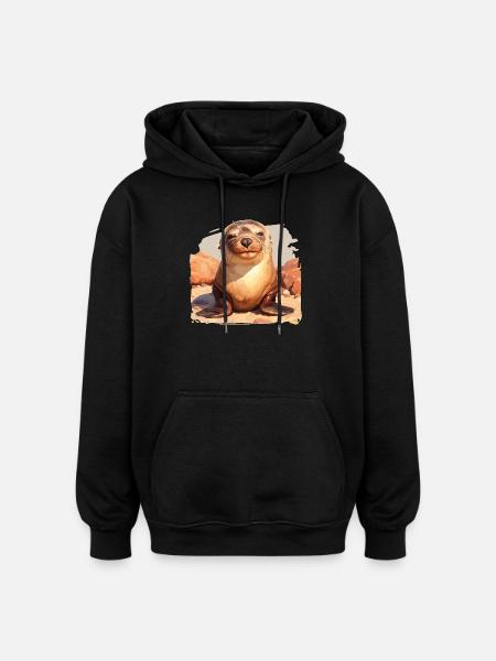 Seelöwen Seelöwe - Oversized Unisex Hoodie - Schwarz