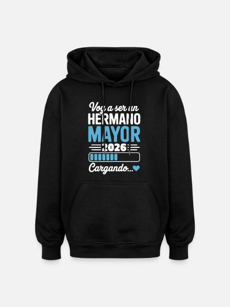 Ich werde 2026 großer Bruder. - Oversized Unisex Hoodie - Schwarz