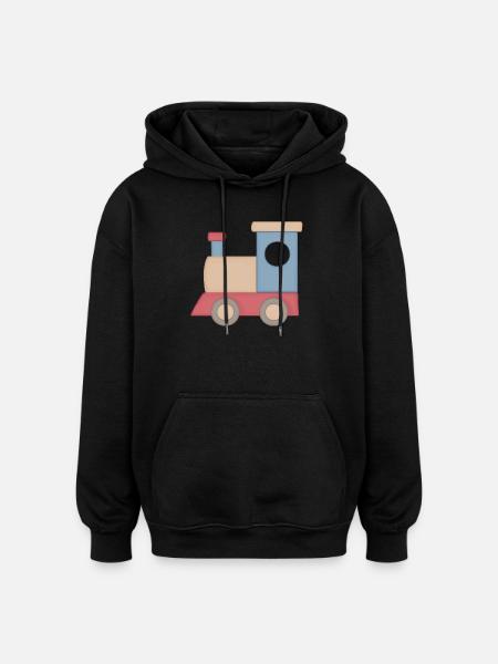Kunterbunter Spielzug Illustration Eisenbahn - Oversized Unisex Hoodie - Schwarz