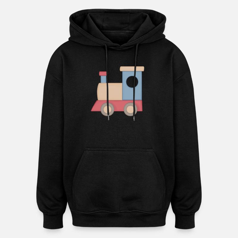 Kunterbunter Spielzug Illustration Eisenbahn - Oversized Unisex Hoodie - Schwarz