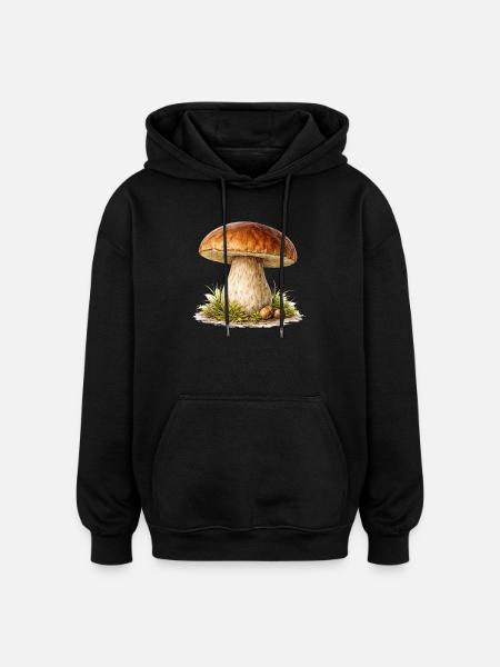 Illustration de champignon forestier - Sweat à capuche oversize unisexe - noir
