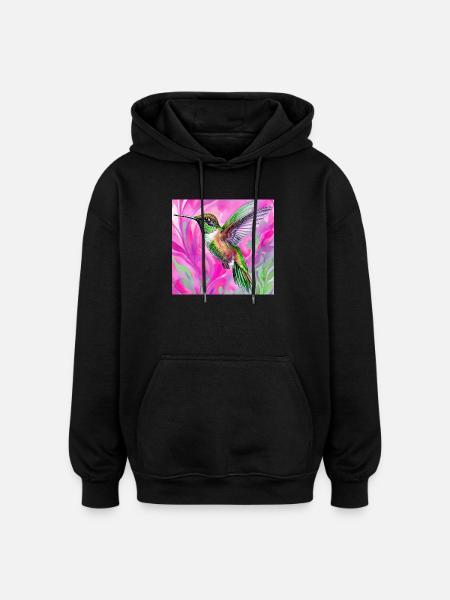 Kolibri - Oversized Unisex Hoodie - Schwarz