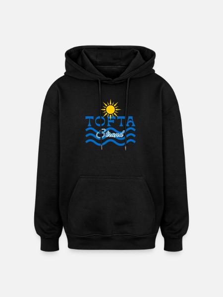 Tofta Strand-Sun and Waves - Oversized Unisex Hoodie - black