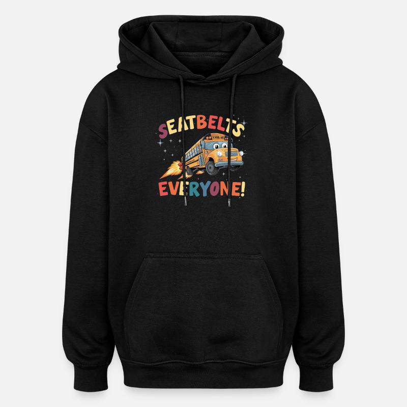 Space School Bus Rocket Flight - Oversized Unisex Hoodie - black