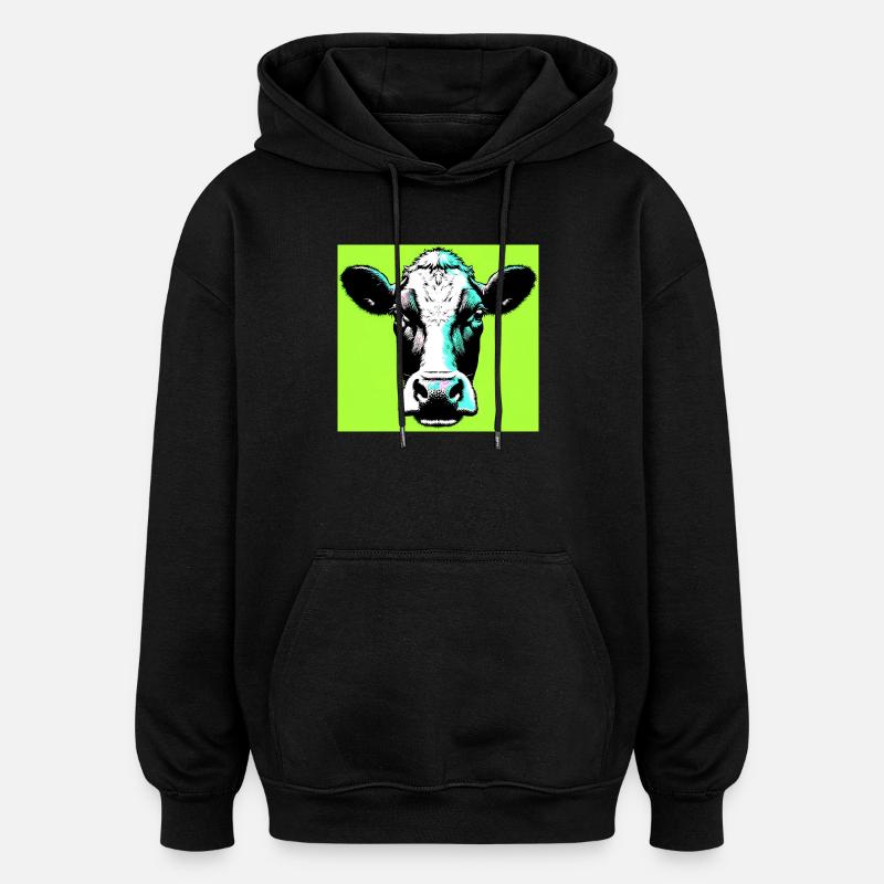 Kuh - Oversized Unisex Hoodie - Schwarz