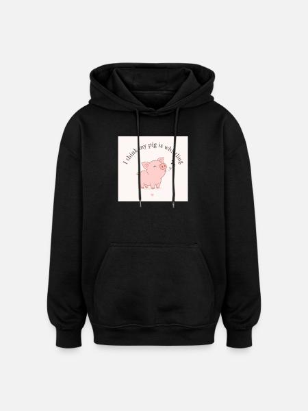 Je crois que mon cochon siffle - Sweat à capuche oversize unisexe - noir