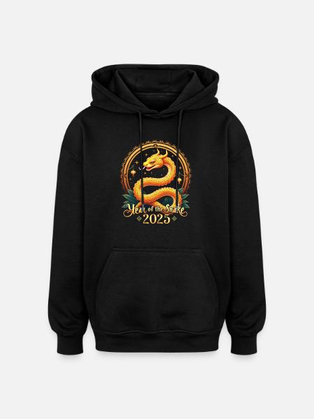Nouvel An Chinois - Serpent 2025 - Sweat à capuche oversize unisexe - noir