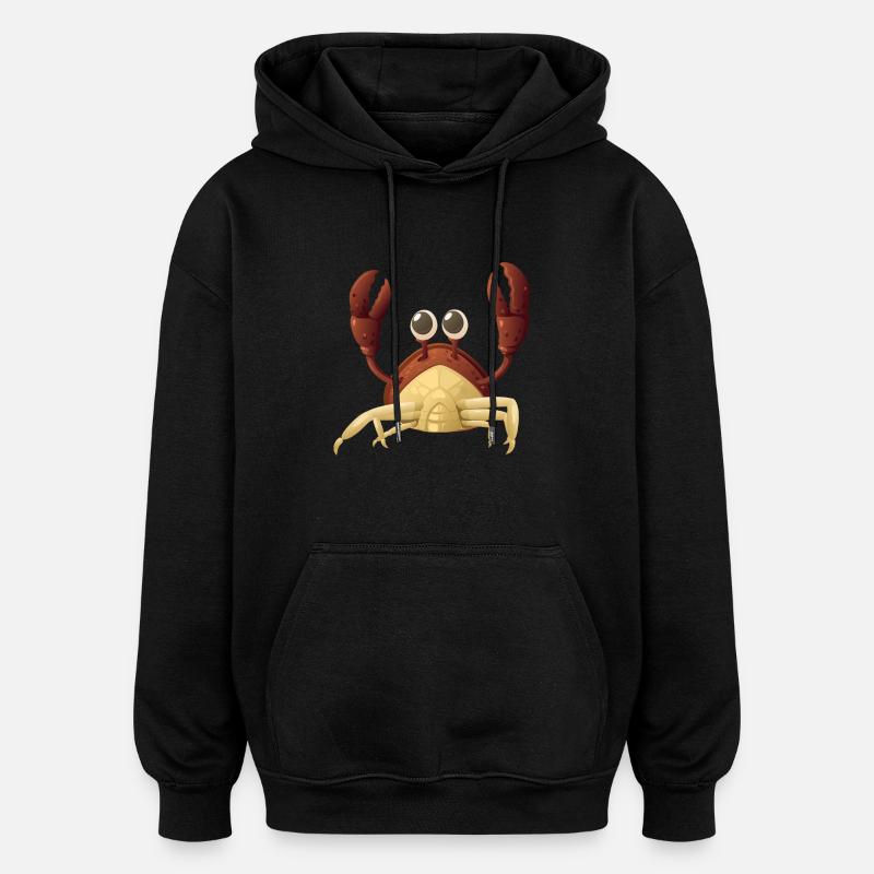 crabe rouge - Sweat à capuche oversize unisexe - noir