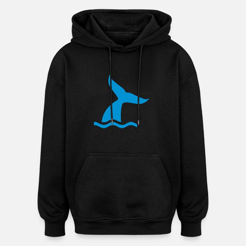 Baleine - Sweat à capuche oversize unisexe - noir