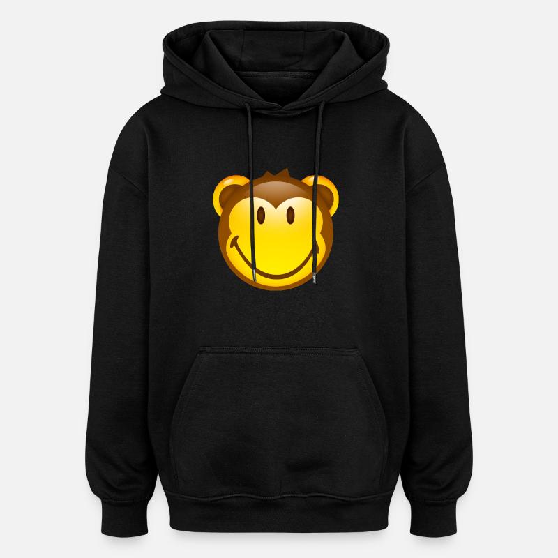 Smiley Monkey - Sweat à capuche oversize unisexe - noir