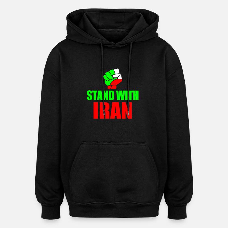 Stand with iran - Sweat à capuche oversize unisexe - noir