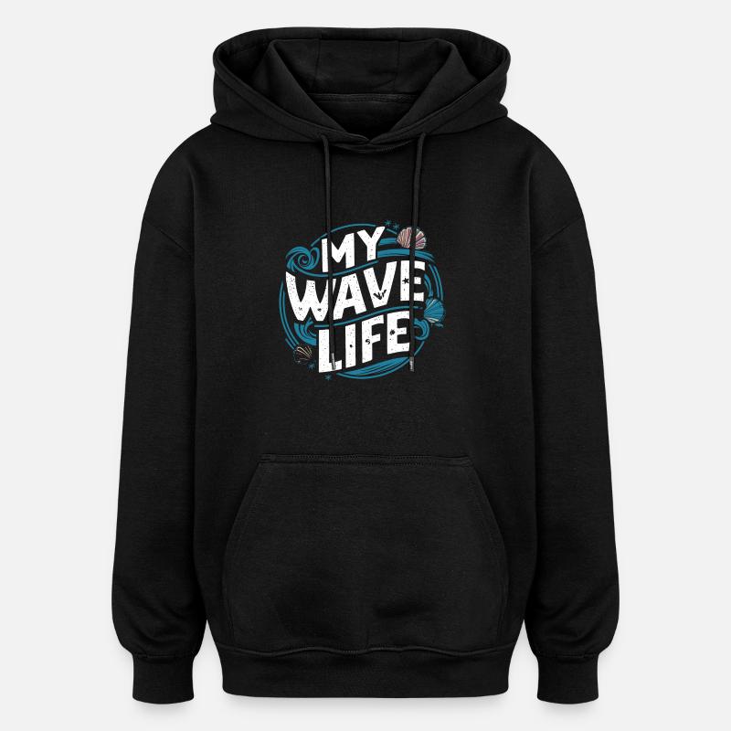 My wave life - Sweat à capuche oversize unisexe - noir