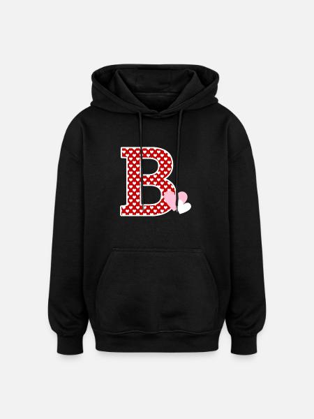 Buchstabe B Herz - Oversized Unisex Hoodie - Schwarz
