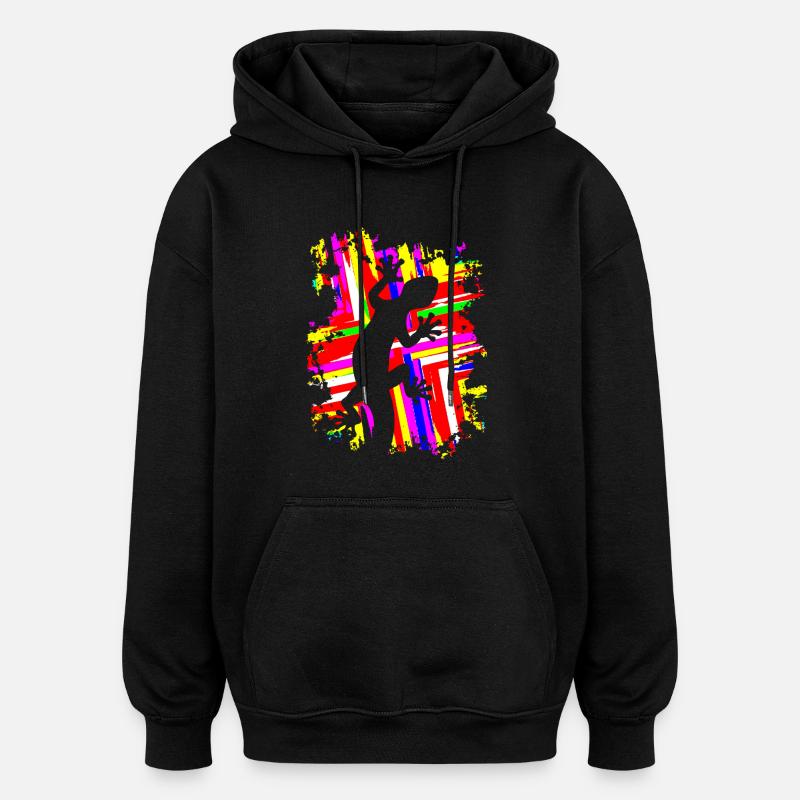 graffiti GECKO - Sweat à capuche oversize unisexe - noir