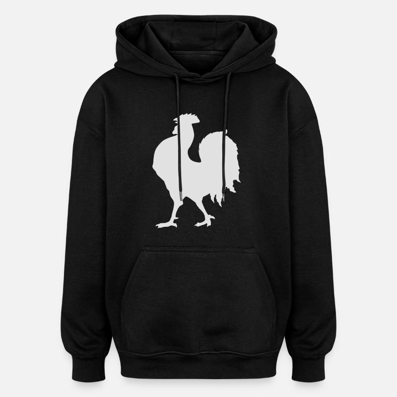 coq_seul_white - Sweat à capuche oversize unisexe - noir