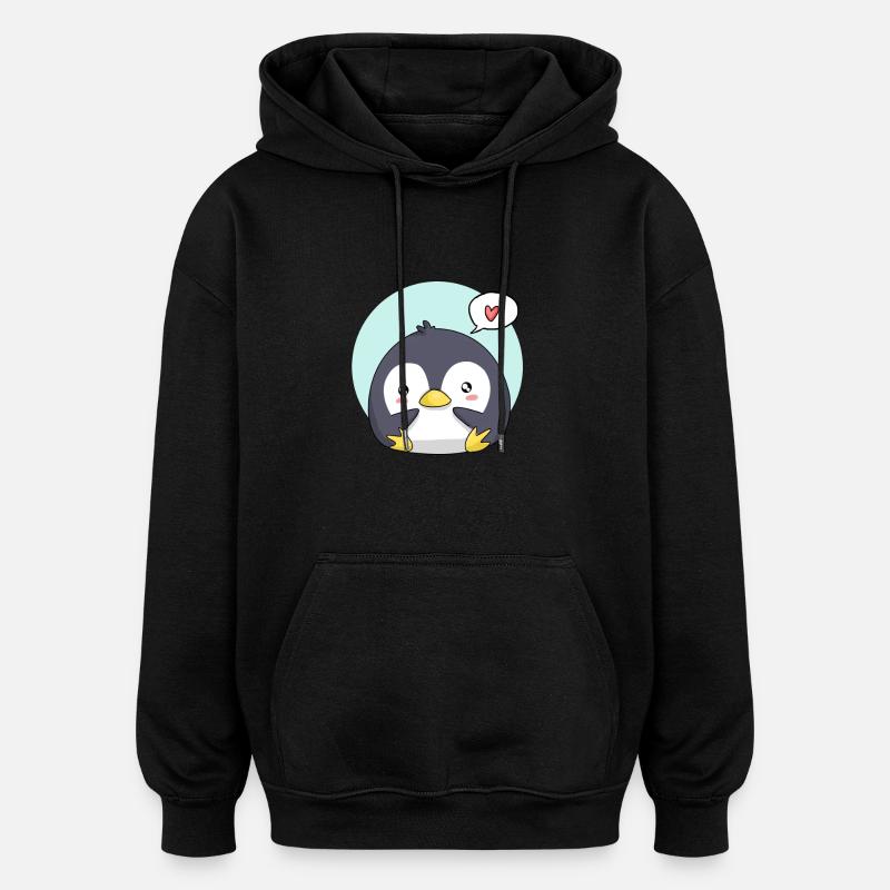 manchot - Sweat à capuche oversize unisexe - noir
