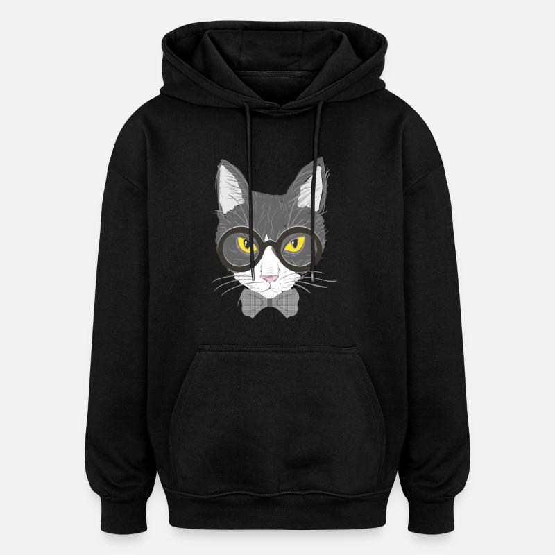 visage de chat - Sweat à capuche oversize unisexe - noir