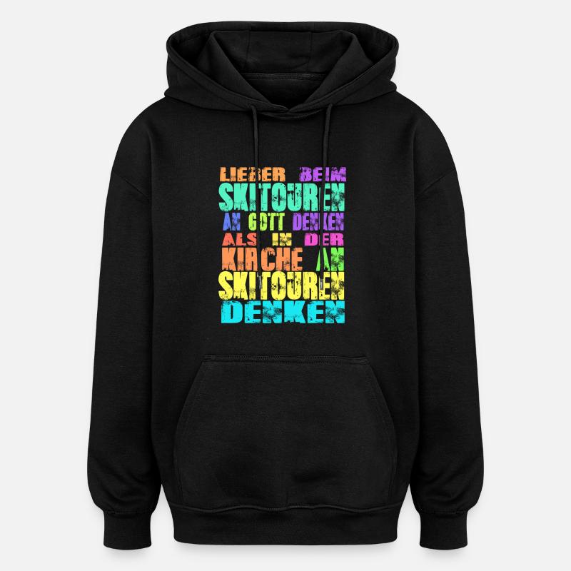 Skitouren Kirche - Oversized Unisex Hoodie - Schwarz