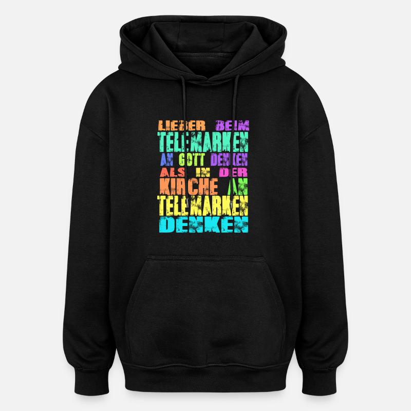 Telemarken Kirche - Oversized Unisex Hoodie - Schwarz